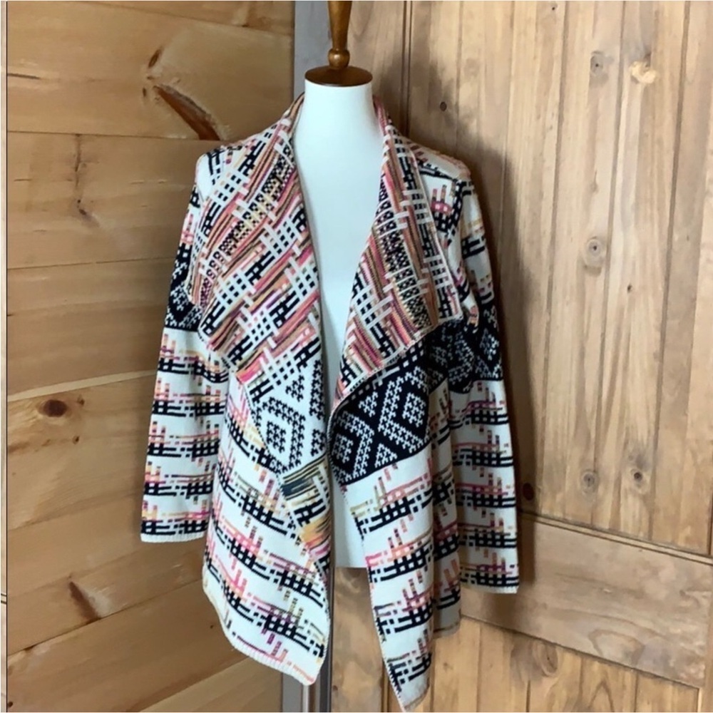 Baciano by Bacci tribal print / Aztec design cardigan sweater Size Large New - Picture 4 of 11